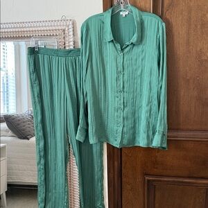 Cella Jane for Splendid Green Satin Set